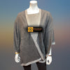 Charcoal Tibetan Golden Lotus Cashmere Cape Ruana, Poncho Wrap - Tibetan golden lotus