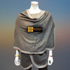 Charcoal Tibetan Golden Lotus Cashmere Cape Ruana, Poncho Wrap - Tibetan golden lotus