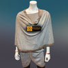 Iron Tibetan Golden Lotus Cashmere Cape Ruana, Poncho Wrap - Tibetan golden lotus