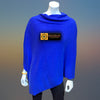 Ultramarine Boat Neck Cashmere Poncho - Tibetan golden lotus