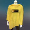 Yellow Tibetan Golden Lotus Boat Neck Cashmere Poncho - Tibetan golden lotus