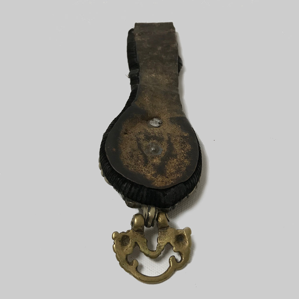 Tibetan Belt Hooks; Brass Medallions, Turquoise Beads, Brocade Strap