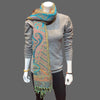 wool wrap scarf, paisley green - Tibetan golden lotus