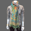 wool wrap scarf, paisley green - Tibetan golden lotus