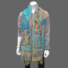 wool wrap scarf, paisley green - Tibetan golden lotus