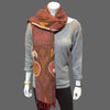 Embroidered boiled wool wrap scarf - Tibetan golden lotus