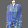 Embroidered wool shawl - Tibetan golden lotus