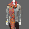 Handmade Embroidered wool warm scarf - Tibetan golden lotus