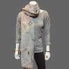 Light grey Embroidered wrap Scarf, Wedding Shawl - Tibetan golden lotus