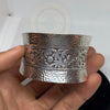 Handmade Sterling Silver Flower Cuff Bracelet - Tibetan golden lotus