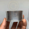 Handmade scratched lines Sterling Silver Cuff/bangle Bracelet - Tibetan golden lotus