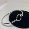 Plain Sterling Silver Bangle Open Bracelet - Tibetan golden lotus
