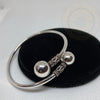 Plain Sterling Silver Cuff Open Bracelet - Tibetan golden lotus