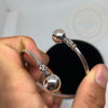 Plain Sterling Silver Cuff Open Bracelet - Tibetan golden lotus