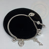 Plain Sterling Silver Key/Heart Love Bracelet Cuff - Tibetan golden lotus