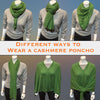 Charcoal and Fossil striped Boat Neck Cashmere Poncho - Tibetan golden lotus