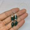 Dangle statement, Green Onyx Teardrop Earring - Tibetan golden lotus