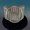 Handmade Wide Braided Sterling Silver Cuff Bracelet - Tibetan golden lotus