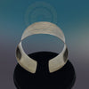 Handmade scratched lines Sterling Silver Cuff/bangle Bracelet - Tibetan golden lotus