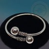 Plain Sterling Silver Cuff Open Bracelet - Tibetan golden lotus