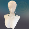 Dangle statement, Green Onyx Teardrop Earring - Tibetan golden lotus