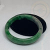 Green Natural Antique Jade Bangle Cuff - Tibetan golden lotus