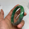 Green Natural Antique Jade Bangle Cuff - Tibetan golden lotus