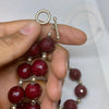 Natural Dark Red Cinnabar Gemstone Beads Necklace - Tibetan golden lotus