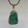 Turquoise Sterling Silver Pendant, Turquoise Jewelry Turquoise Necklace - Tibetan golden lotus