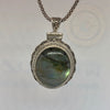 Stunning Blue Flashy Labradorite Pendant Necklace - Tibetan golden lotus