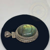 Stunning Blue Flashy Labradorite Pendant Necklace - Tibetan golden lotus