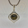 Labradorite Necklace, Silver Labradorite Necklace - Tibetan golden lotus