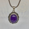 Sterling Silver Amethyst Pendant, Amethyst Jewelry Amethyst Necklace - Tibetan golden lotus
