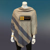 Neutral Navy striped Boat Neck Cashmere Poncho - Tibetan golden lotus