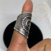 Handmade Sterling Silver Oval Plain Ring - Tibetan golden lotus