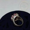 Handmade Garnet Sterling Silver Ring - Tibetan golden lotus