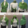 Charcoal Tibetan Golden Lotus Boat Neck Cashmere Poncho - Tibetan golden lotus