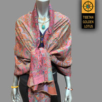 Cashmere Kani shawl scarf - Tibetan golden lotus