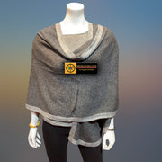 Charcoal Tibetan Golden Lotus Cashmere Cape Ruana, Poncho Wrap - Tibetan golden lotus