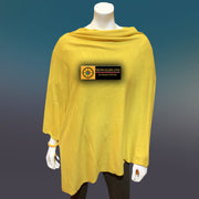 Yellow Tibetan Golden Lotus Boat Neck Cashmere Poncho - Tibetan golden lotus