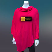 Fuchsia Tibetan Golden Lotus Boat Neck Cashmere Poncho - Tibetan golden lotus