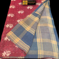 Vintage Handmade Quilt, thick beautiful bed throw quilt - Tibetan golden lotus