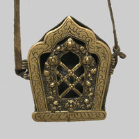Small Tibetan exquisite antique Gao or prayer box - Tibetan golden lotus
