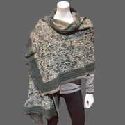 boiled wool shawls, dark green - Tibetan golden lotus