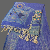 Embroidered wool shawl - Tibetan golden lotus