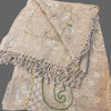Light Brown Embroidered scarf shawl Fringed - Tibetan golden lotus