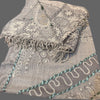Light grey Embroidered wrap Scarf, Wedding Shawl - Tibetan golden lotus