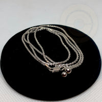 Simple Chain Necklace, Solid Silver  Chain - Tibetan golden lotus