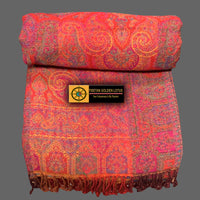 Jamawar Wool Throw Boiled Wool Blanket - Tibetan golden lotus
