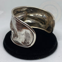 Hand Hammered Sterling Silver Cuff/Bangle Bracelet - Tibetan golden lotus